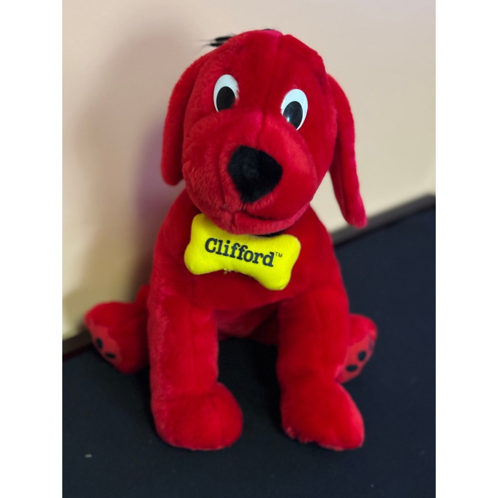 Clifford the Big Red Dog Plush Stuffed Animal Red Scholastic Toy Yellow Bone Tag